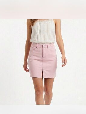 Miss Me Pastel Pink Denim Pencil Skirt